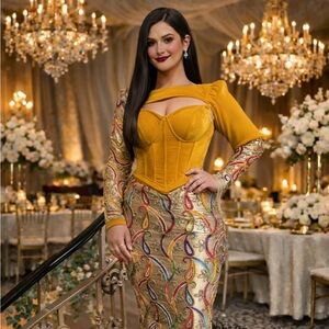 Elegant Gold and Yellow Evening Gown